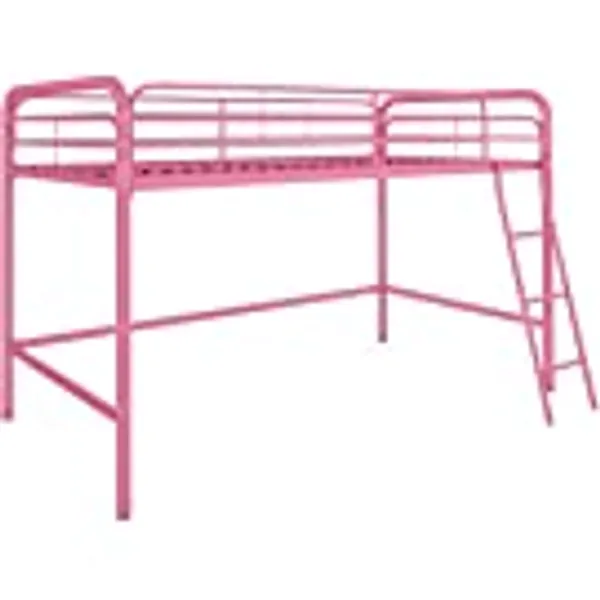 DHP Jett Junior Twin Metal Loft Bed, Pink