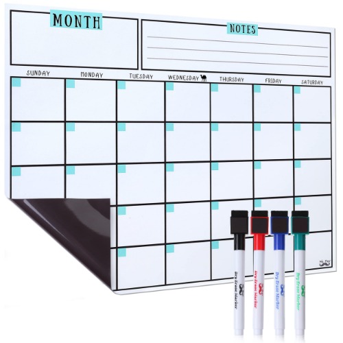 Mr. Pen- Dry Erase Calendar for Fridge, Magnetic, 14.7 x 11.8", Magnetic Calendar with 4 Dry Erase Markers, Magnetic Calendar for Fridge, Magnetic Whiteboard Calendar, Dry Erase Fridge Calendar. - 