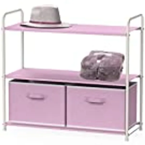 Simple Houseware 3-Tier Closet Storage with 2 Drawers, Pink