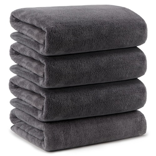 Orighty Bath Towels Set Pack of 4(27’’ x 54’’) - Soft Feel Bath Towel Sets, Highly Absorbent Microfiber Towels for Body, Quick Drying, Microfiber Bath Towels for Sport, Yoga, SPA, Fitness - Grey - Grey 4
