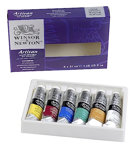 Winsor and Newton Artisan Non-Toxic Water Mixable Oil Color Set, 1.25 oz Tube, Assorted Color, Set of 6 by Winsor & Newton