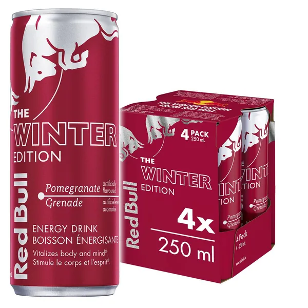 Red Bull Energy Drink, Winter Edition Pomegranate, 250ml (4 pack) - 