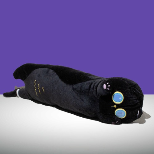 Noir - Soft and cuddly long cat (Black) - 90cm