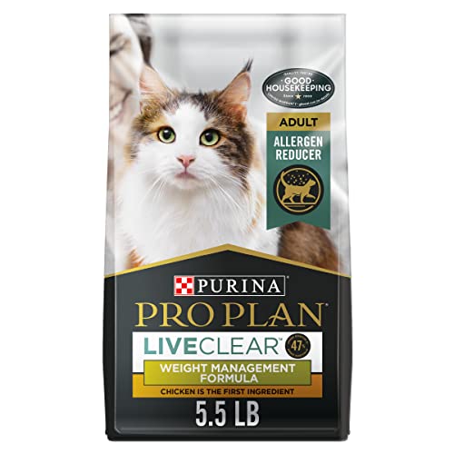 Purina Pro Plan Allergen Reducing, Weight Control Dry Cat Food, LIVECLEAR Chicken and Rice Formula - 5.5 lb. Bag - NEW! Weight Management - 5.5 Pound (Pack of 1)