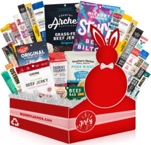 Jerky Lovers Assortment Gift Box, Beef Jerky Gift Baskets For Men - Jerky Variety Pack Gift Set Of 25 Unique Premium Beef Jerky sticks, strips and more - Gift box for men