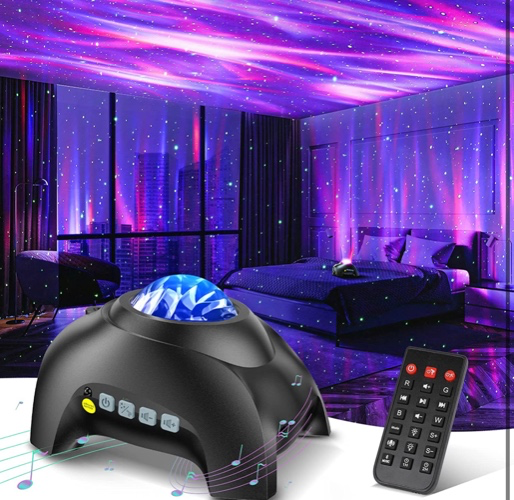 Northern Galaxy Light Aurora Projector with 33 Light Effects, Night Lights LED Star Projector for Bedroom Nebula Lamp, Remote Control, White Noises, Bluetooth Speaker for Parties
