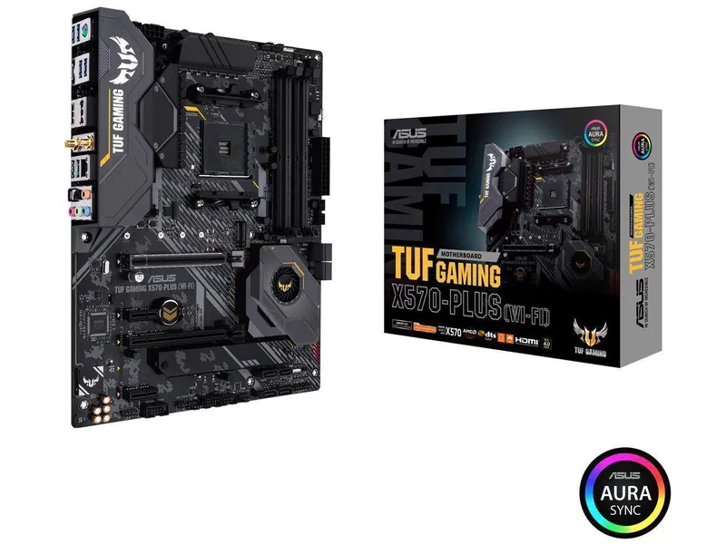ASUS AM4 TUF Gaming X570-Plus (Wi-Fi) ATX Motherboard with PCIe 4.0, Dual M.2, 12+2 with Dr. MOS Power Stage, HDMI, DP, SATA 6Gb/s, USB 3.2 Gen 2 and Aura Sync RGB Lighting