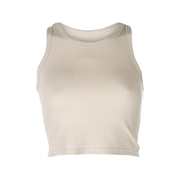 Ribbed Bodycon Tank by Stylish AF Fitness Co - Beige / L
