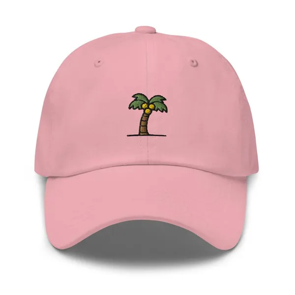 Coconut Tree Embroidered Dad hat by ICONSPEAK - Pink