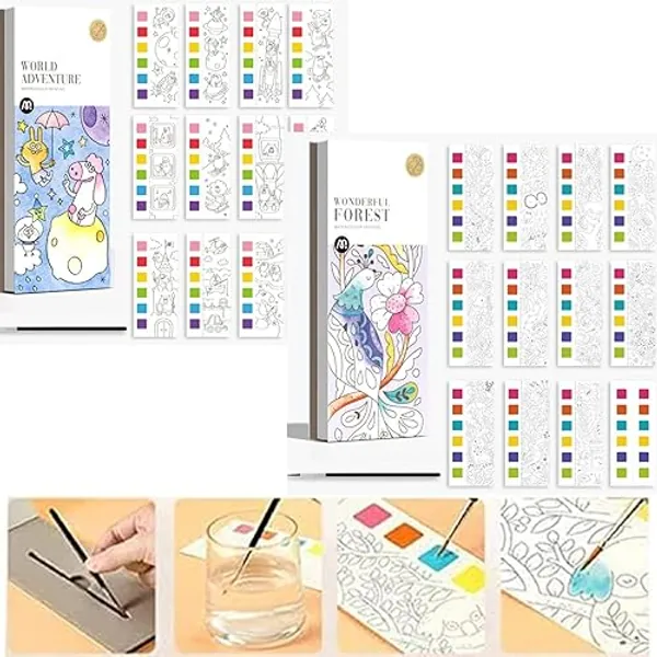 znvwki Pocket Watercolor Painting Book, Watercolor Paint Book, Pocket Watercolor Sketchbook, Upstrong Pocket Watercolor Book, 6colors 20sheet Solid Watercolor Book Paint Set, for Kids, Adults - Blue+purple
