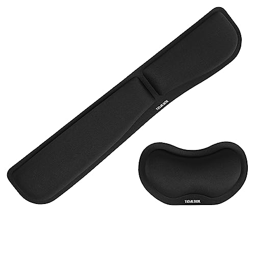 Memory Foam Set Keyboard Wrist Rest Pad, Mouse Wrist Cushion Support for Office, Computer, Laptop, Comfortable, Lightweight for Easy Typing Pain Relief, Black - Wrist Pad 2 PCS