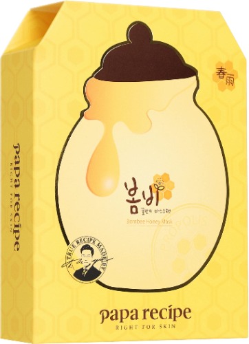 [Papa Recipe] Bombee Honey Facial Mask Pack - 25g x 10 Sheets - Deep Moisturizing Serum for Dry Skin - Korean Beauty Skincare - Yellow