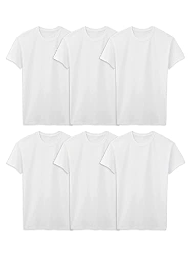 Fruit of the Loom Men's Eversoft Cotton Stay Tucked Crew T-Shirt - Tall Man - X-Large - Tall Man - 6 Pack - White