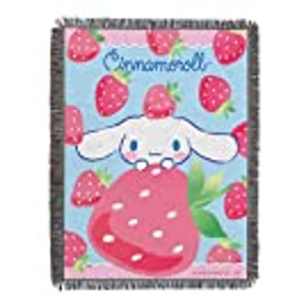 Northwest Woven Tapestry Throw Blanket, 48" x 60", Cinnamoroll Strawberry Surprise