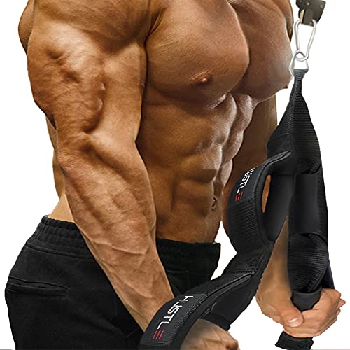 Hustle Athletics Tricep Rope Cable Attachments for Gym Use - Perfect Gym Equipment for Home/Gym Accessories - Multi Workout Rope Cable Machine Attachment -Best Gym Rope Grip with 4 Anti-Slip Handles - BLACK