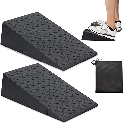 Squat Wedge,2 PCS Slant Board for Squats Height Marks,Non-Slip Squat Wedge for Heel Elevated Squat,Portable Squat Wedge Block with Storage Bag,Weightlifting Stretching Squat Wedges Improves Training