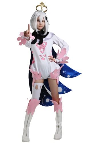 Cosplay.fm Women’s Cosplay Costume Bodysuit and Shawl Costume with Crown and Gloves for Paimon Cosplay