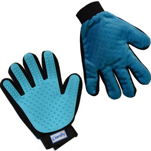 Zenify Pet Grooming Glove - For Cat, Kitten, Dog, Puppy, Rabbit, Horse - Dual Sided 2-in-1 Upgrade Version Machine Washable Enhanced Efficient Silicon Massage One-Size-Fits-All Gift Hair Deshedding Remover Mitt (Right Hand)