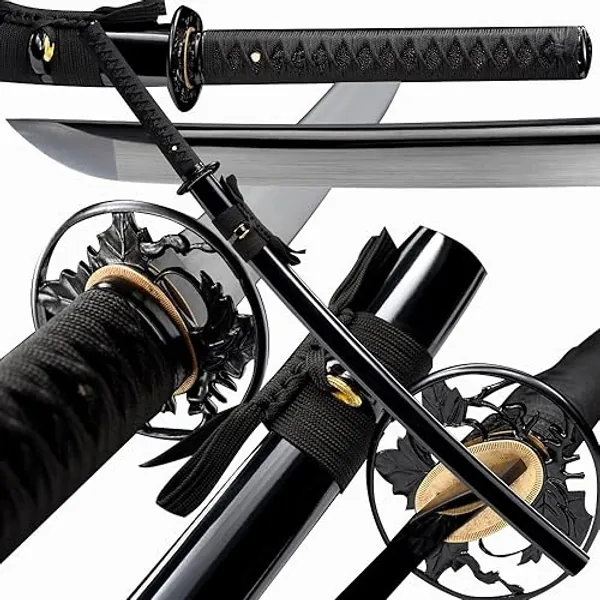 Traditional Heat/Clay Tempered Hand Forged Katana Sword | Real 1060/1095 T10 High Carbon Steel Sharp Full Tang Katanas | Practical Authentic Japanese Samurai Swords - Iron Leaves