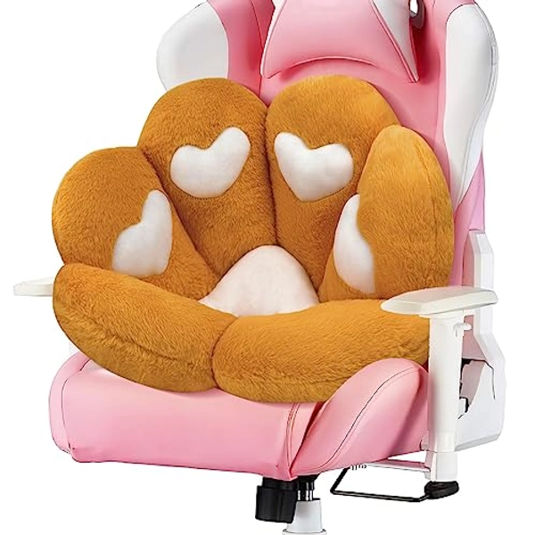 MOONBEEKI Cat Paw Cushion Chair Comfy Kawaii Chair Plush Seat Cushions Shape Lazy Pillow for Gamer Chair 28"x 24" Cozy Floor Cute Seat Kawaii for Girl Gift, Dining Room Bedroom Decorate (Orange)