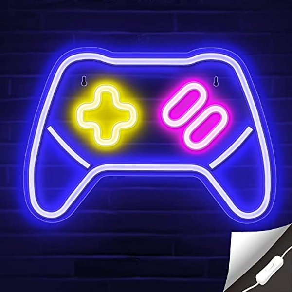 Lumoonosity Game Controller Neon Signs – Gamepad/Game Remote Neon Sign for Video/PC Gamer, Teen Boys' Gift - Game Zone LED Signs for Wall, Bedroom, Game Room Decor - Cool Gaming Console Neon Light