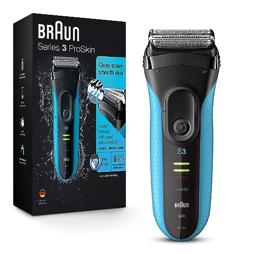 Braun Electric Series 3 Razor with Precision Trimmer, Rechargeable, Wet & Dry Foil Shaver for Men, Blue/Black, 4 Piece - Series 3 Shaver