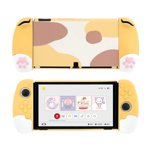 GeekShare Cute Ergonomic Protective Case Compatible with Nintendo Switch OLED Console and Joy-Con, Shock-Absorption and Anti-Scratch Slim Cover Case for Switch OLED Model- Yellow - Yellow