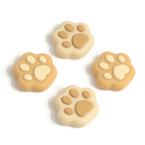 GeekShare Cat Paw Shape Thumb Grip Caps,Soft Silicone Joystick Cover Compatible with Switch /OLED/ Switch Lite,4PCS (Brown & Yellow)