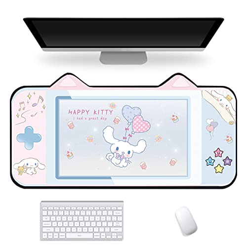 Cute Desk Mat,Large Anime Mouse Pad Gaming Desk Pad,Kawaii Extended Full Desk Laptop Keyboard Mouse Mat with Stitched Edges and Non-Slip Backing,High-Precision XXL 31.5 x 15.7 x 0.12 inch (Cat-1) - Cat-1