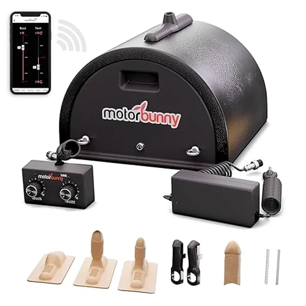 Motorbunny Original Ride-On Sex Machine - Dildo Mount Includes Link Remote App Controlled Vibrator, Rotation & Vibration Machine with 4 Attachments and 11 Settings Sex Toys for Couples, Men, Women