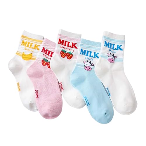 5Pair/Set Soft Cotton Low Cut Ankle Socks Banana Milk Strawberry Sports Socks