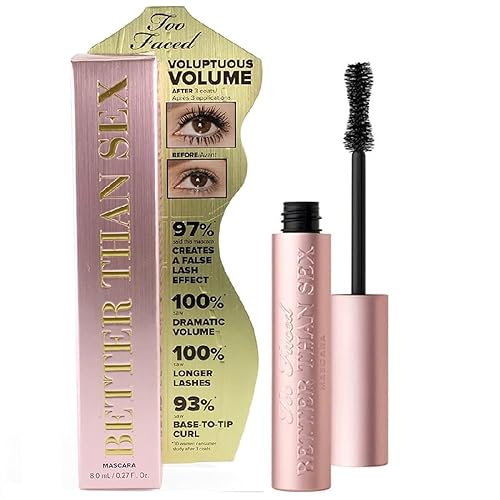 Better Than Sex mascara, 0.27 fluid ounces (8 ml), by Too Faced Cosmetics - Black - 8 ml (Pack of 1)