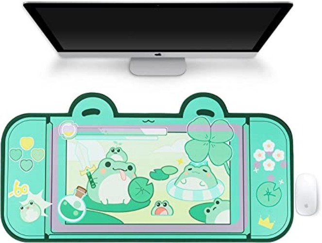 YOCORE Cute Mouse Pad- Large Non-Slip Rubber Base Desk Pad- Easy Clean Laptop Desk Mat for Gaming, Writing or Home Office Work (Green - Frog) - Green - frog