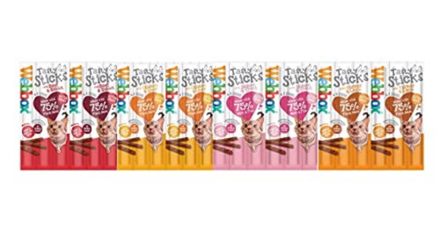 Webbox Cats Delight Tasty Sticks Chews Treats Variety Pack 4 x 6 (24 Sticks) - Beef - 120 g (Pack of 1)
