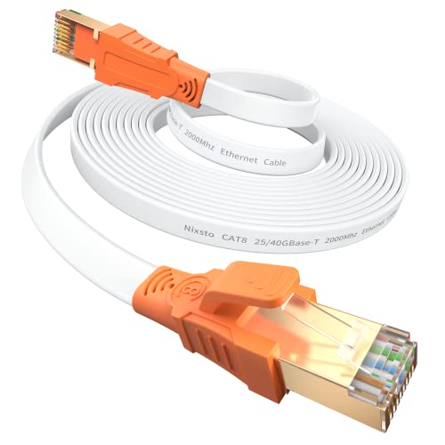 Ethernet Cable 30m, Cat 8 High Speed 40Gbps 2000MHZ Internet cable Flat Lan Cable with RJ45 Connector for Router, Modem, Switch,Gaming,TV Box Faster than Cat5e/Cat6/Cat7 - 20M