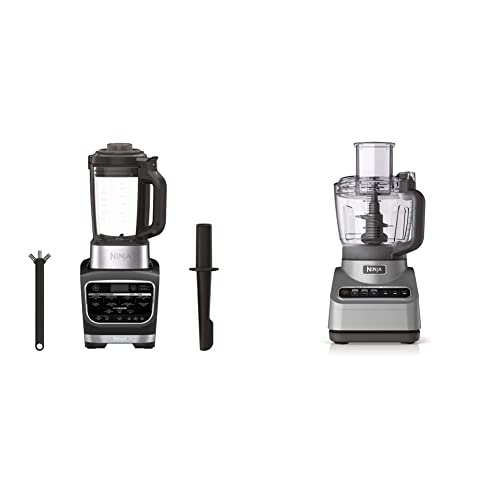 Ninja HB150C, Foodi Cold & Hot Blender with Precision Heating Element, 64oz Glass Pitcher, Black, 1400W & Professional Plus Food Processor 850-Watts with Auto-iQ Preset Programs (BN600C) - Blender + Food Processor 850-Watts