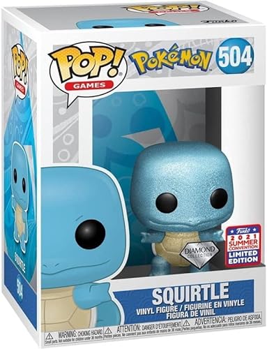 Funko Pop Pokemon Figur Squirtle Schiggy 2021 Summer Convention Diamond Collection #504 - Exclusive Special Edition - Pokemon Spielzeug