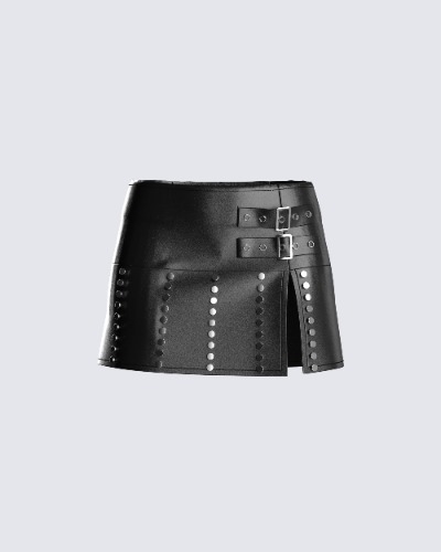 Zev Black Vegan Leather Mini Skirt | XS