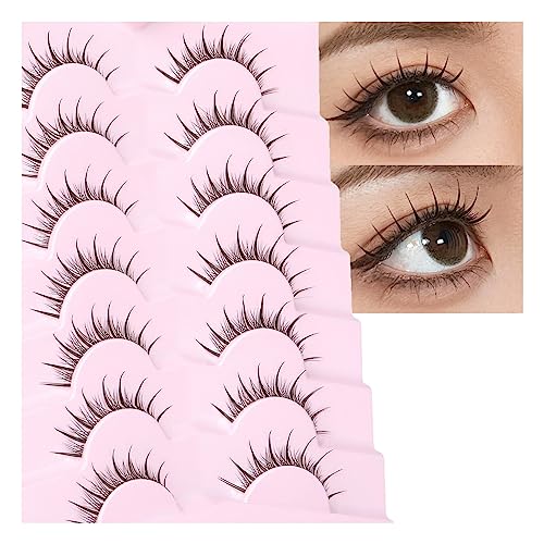Manga Lashes Anime False Eyelashes Wispy Natural Lashes Manhua Individual Clusters Extensions with Clear Band Japanese Korean Makeup 7 Pairs Fake Eyelashes Pack by EYDEVRO - Thin