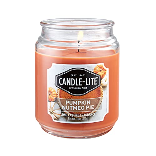 Candle-lite Scented Candles,Pumpkin Nutmeg Pie Fragrance, One 18 oz. Single-Wick Aromatherapy Candle with 110 Hours of Burn Time, Orangecolor - Pumpkin Nutmeg Pie - 18 oz