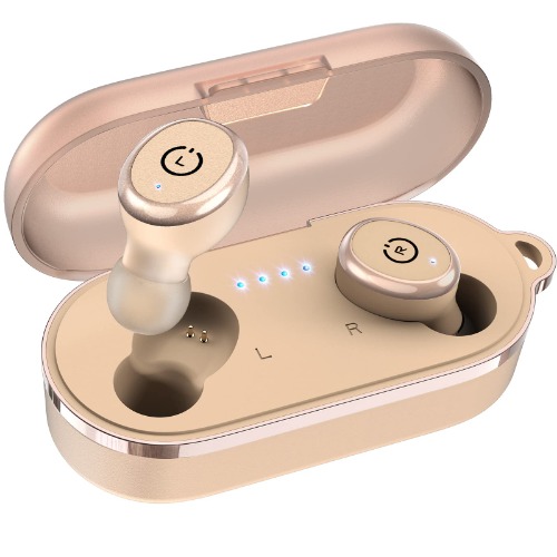 TOZO T10 Bluetooth 5.3 Wireless Earbuds with Wireless Charging Case IPX8 Waterproof Stereo Headphones in Ear Built in Mic Headset Premium Sound with Deep Bass for Sport Khaki (2022 Upgraded) - Khaki 1 Overall compactness and comfort for extended wear