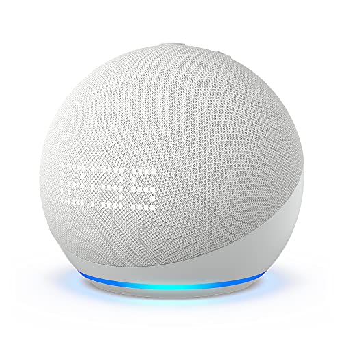 Echo Dot con reloj (5.ª generación, modelo de 2022) | Altavoz inteligente wifi y Bluetooth con Alexa y reloj, con sonido más potente y de mayor amplitud - Blanco - Solo dispositivo