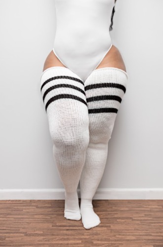 White & Black Stripes - Long 35 Inches