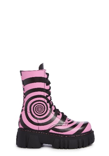How Sweet It Is Combat Boots - Black/Pink