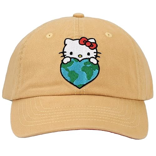Bioworld Hello Kitty Embroidered Canvas Cotton Twill Dad Hat - Brown - One Size