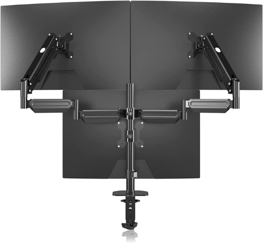 Triple Monitor Stand Mount-Gas Spring Stand with Clamp and Grommet Base, Fully Adjustable Desk Mount Fits Three 17-27 inch LCD Computer Screens, Each Arm Holds up to 13.2lbs,(MD8003) - MD8003