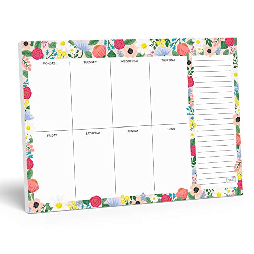 Notepad. Floral Weekly Planner Notepad with Daily Planner Agenda Squares. 7x10" Day Planner 2023 - Student Planner, Work Planner and Checklist Note Pad
