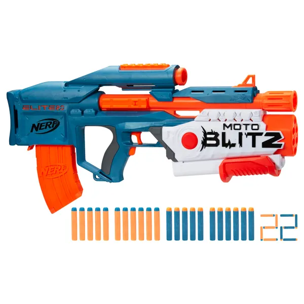 NERF Elite 2.0 Motoblitz Blaster with Scope, Motorized 10-Dart Blasting, Airblitz 6 Darts, 22 Darts, Outdoor Toys for 8 Year Old Boys & Girls - 