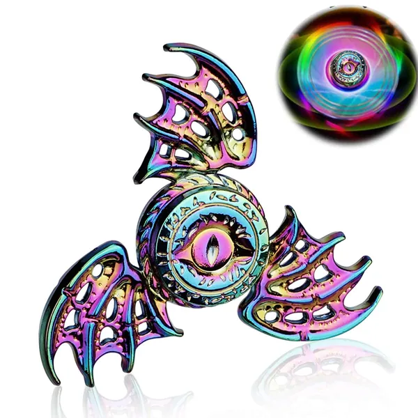 Phoenix Cool Fidget Hand Spinners Dragon Wing Finger Spinner Metal Focus Stainless Steel Fingertip Gyro Stress Relief Spiral Twister Toy Party Favors Birthday Gift for Kids Adults(Rainbow) - Rainbow