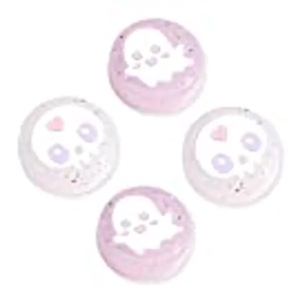 PERFECTSIGHT Cute Thumb Grip Caps for Playstation 4/5, PS5, PS4, Xbox Series X/S, Xbox One, Switch PRO Controller, 4PCS Kawaii Soft Rubber 3D Analog Thumbsticks Grips Joystick Cover - Glitter Ghost